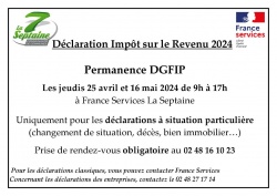 Permanence DGFIP pour Impôts 2023 | 03 octobre à France Services AVORD