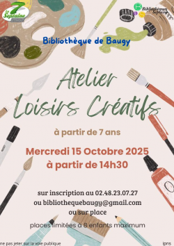 Atelier Loisirs créatifs 15 octobre 2025