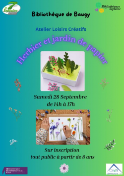 Atelier Loisirs créatifs 28 septembre - Bibliothèque de Baugy