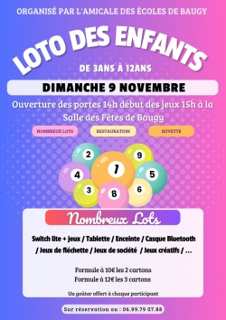 Loto des enfants 9 novembre 2025